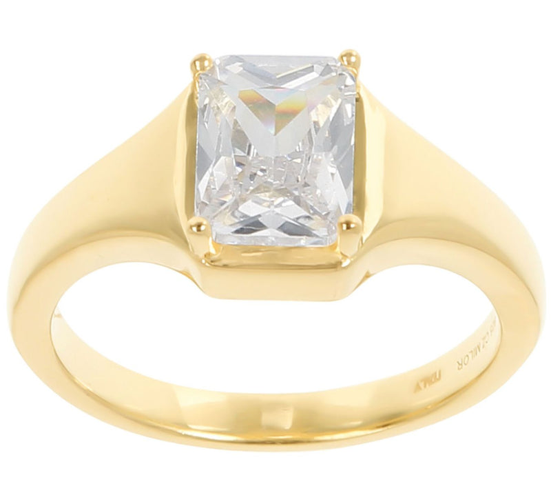 Diamonique 1.40 cttw Emerald Cut Solitaire Ring, Sterling — View 5