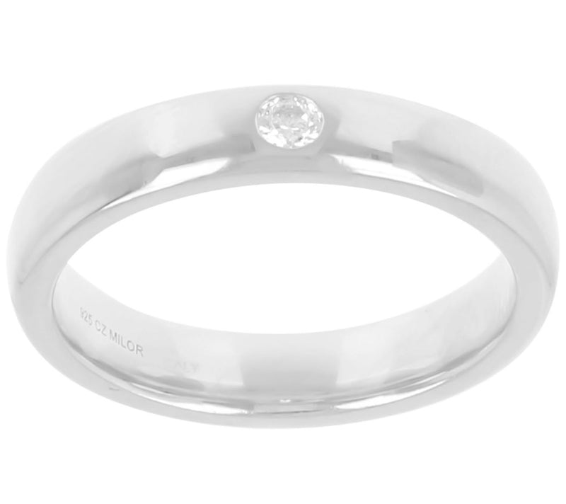 Diamonique Polished Band Ring, Sterling Silver — View 5