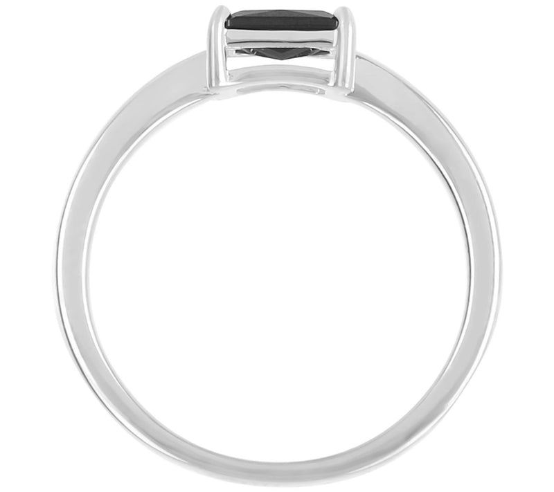 Diamonique Solitaire Baguette Ring, Sterling Sier — View 13