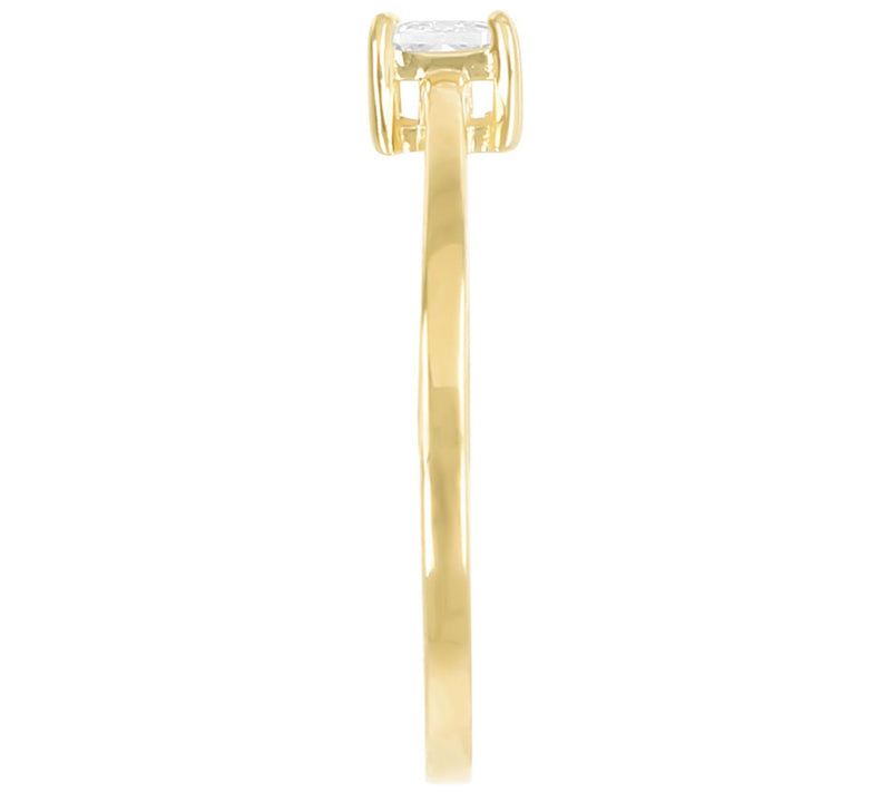 Diamonique Solitaire Baguette Ring, 14K Gold Plated — View 12