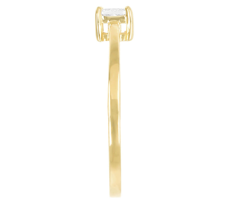 Diamonique Solitaire Baguette Ring, 14K G old Pated — View 12