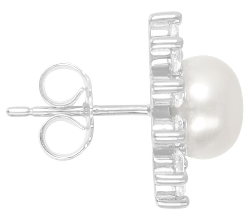 Diamonique x Affinity Cultured Pearl Stud Earrings, Sterling — View 6