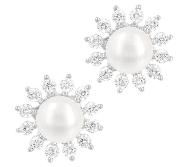 Diamonique x Affinity Cultured Pearl Stud Earrings, Sterling — View 5