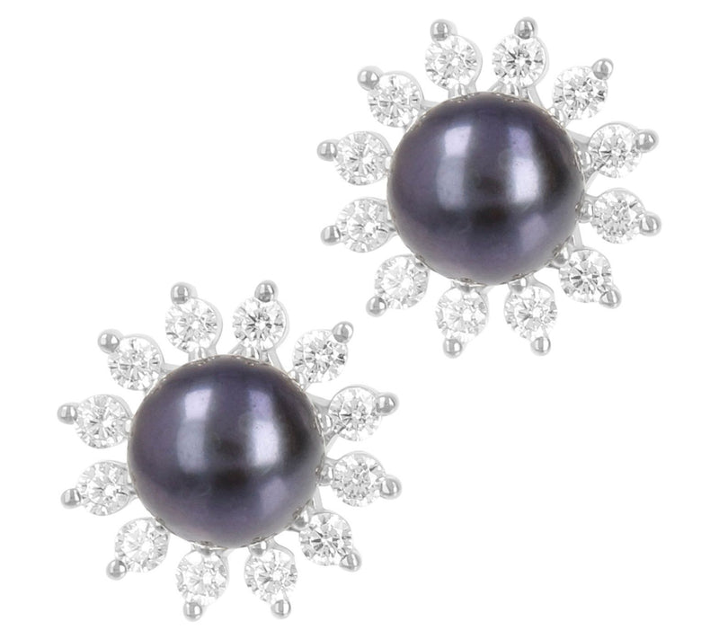 Diamonique x Affinity Cultured Pearl Stud Earrings, Sterling — Main view
