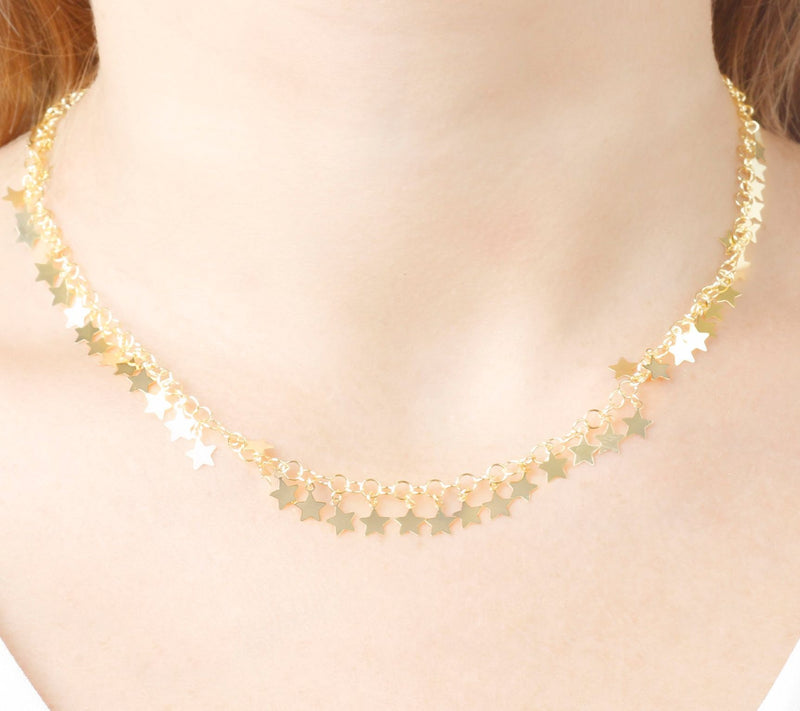 Veronese 18K Gold Plated Star Adjustable Necklace, 5.4g — View 9
