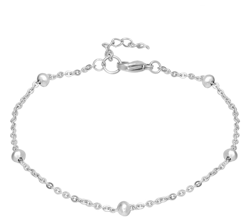 Steel by Design Set of 3 Beaded Initial Charm Bangles — View 2