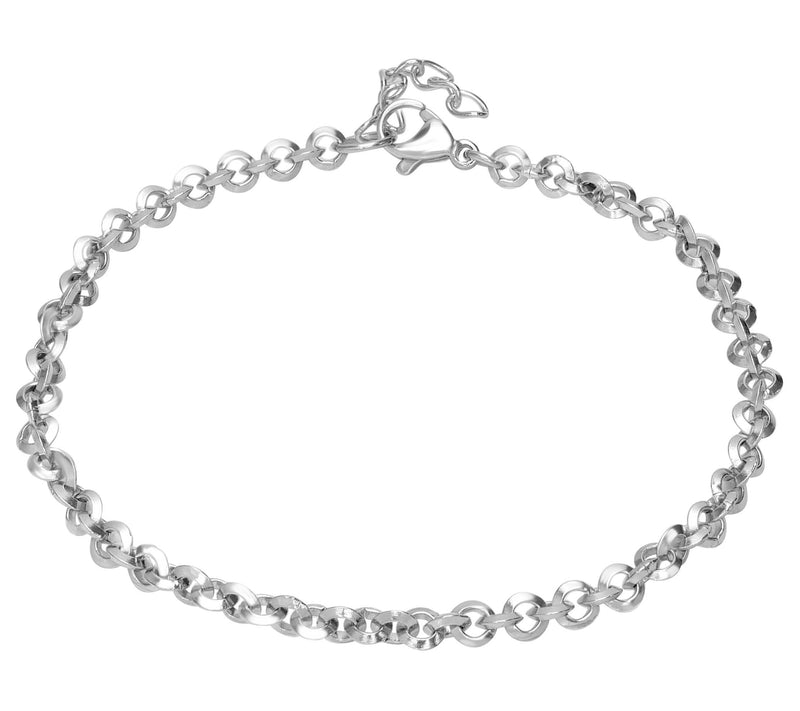 Steel by Design Set of 3 Beaded Initial Charm Bangles — View 3