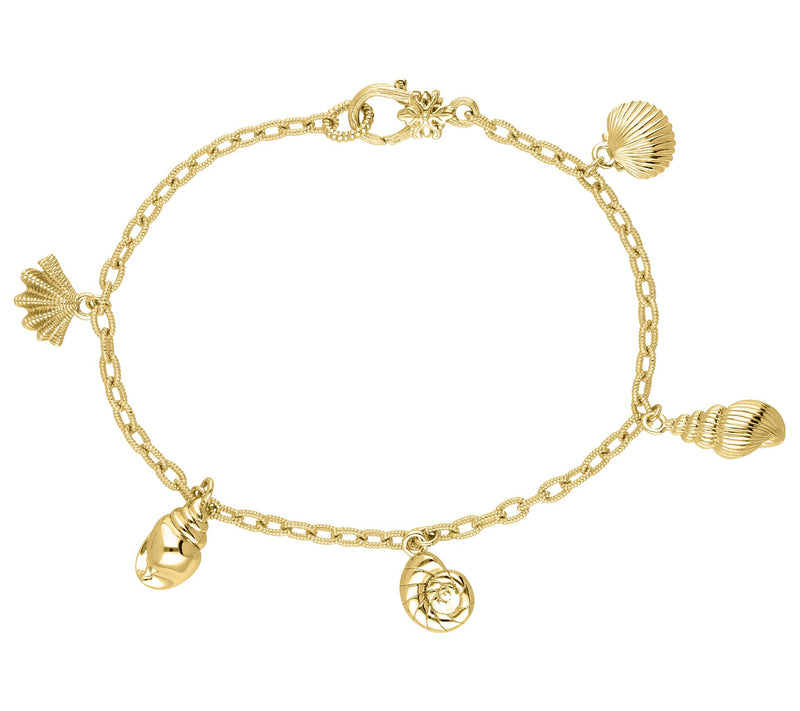 Ariva Silver Silver & 18K Gold Clad Seashell C harm Bracelet — Main view
