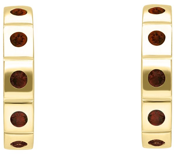 Elyse Ryan 14K Gold Clad Garnet Hoop Earrings — View 3