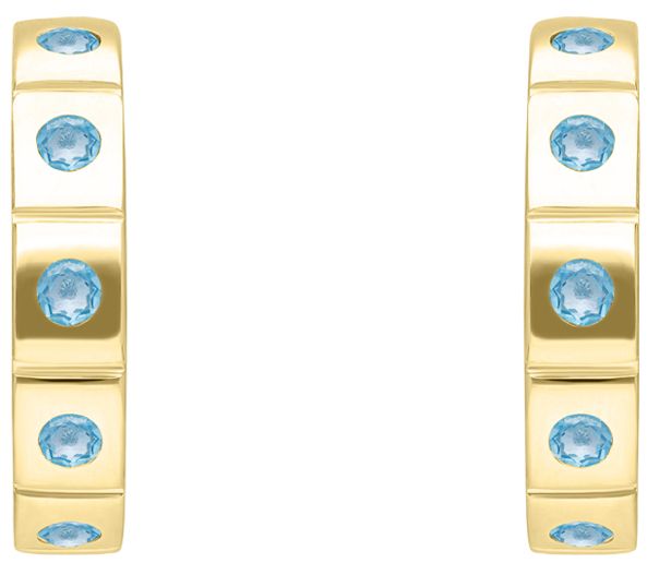 Elyse Ryan 14K Gold Clad Blue Topaz Hoop Earrings — View 3