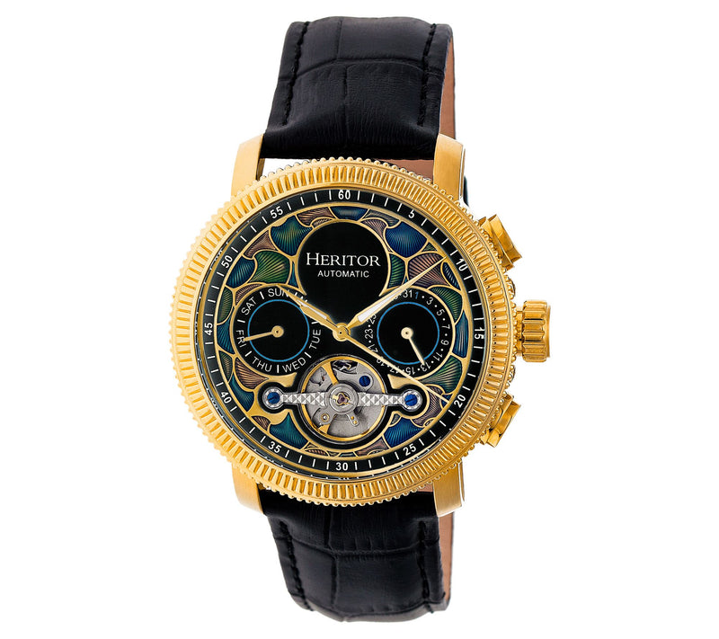 Heritor Automatic Men's Aura Stainless Gold and Black Watch — Main view