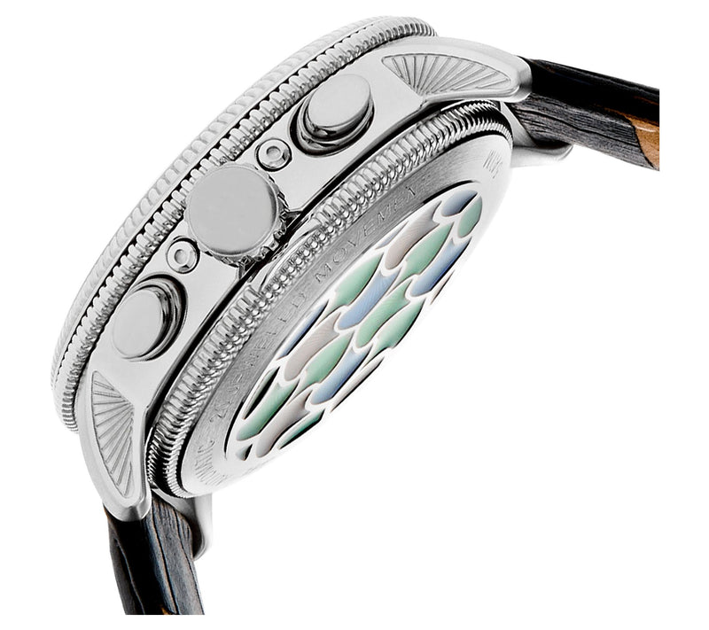 Heritor Automatic Men's Aura Stainless Silver and White Watch — View 6