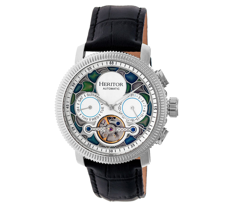 Heritor Automatic Men's Aura Stainless Silver and White Watch — View 3