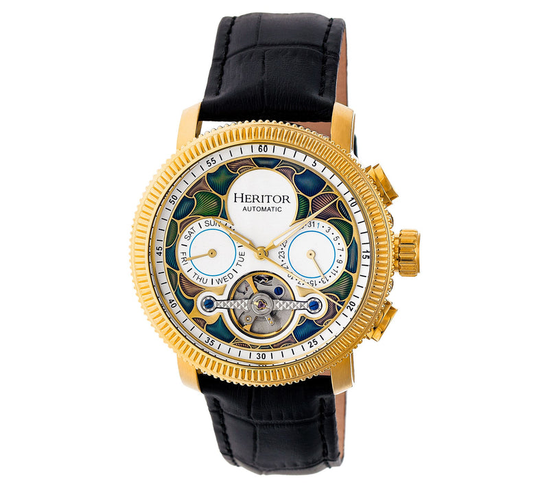 Heritor Automatic Men's Aura Stainless Gold and White Watch — View 3