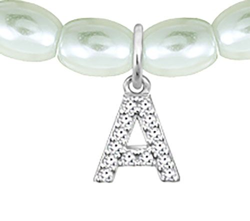 Diamonique Initial Glass Pearl Choker Necklace,Sterling — View 2