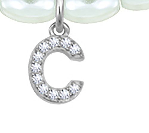 Diamonique Initial Glass Pearl Choker Necklace,Sterling — View 6