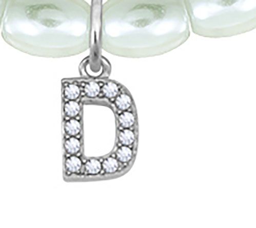 Diamonique Initial Glass Pearl Choker Necklace,Sterling — View 8