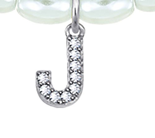 Diamonique Initial Glass Pearl Choker Necklace,Sterling — View 20