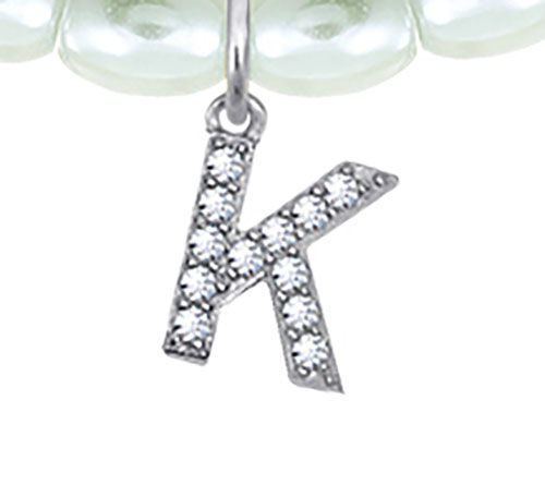 Diamonique Initial Glass Pearl Choker Necklace,Sterling — View 22