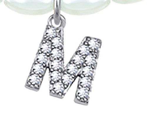 Diamonique Initial Glass Pearl Choker Necklace,Sterling — View 26
