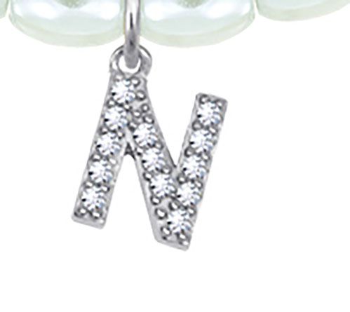 Diamonique Initial Glass Pearl Choker Necklace,Sterling — View 28