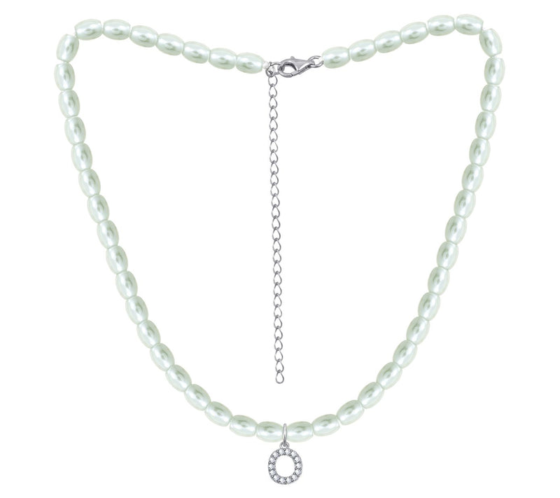 Diamonique Initial Glass Pearl Choker Necklace,Sterling — View 31