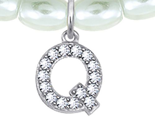 Diamonique Initial Glass Pearl Choker Necklace,Sterling — View 34