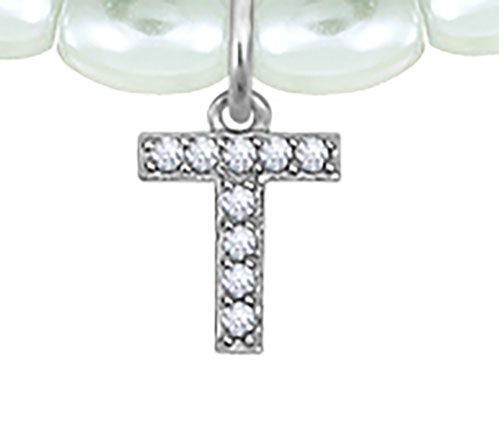 Diamonique Initial Glass Pearl Choker Necklace,Sterling — View 40