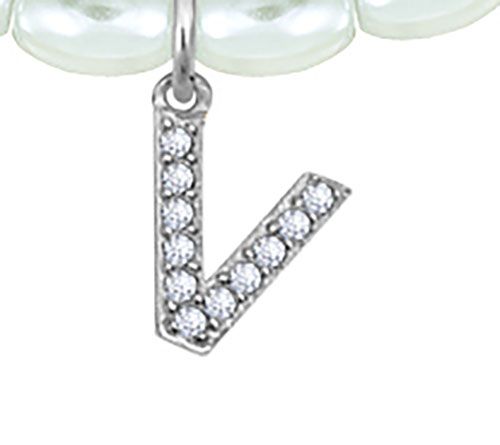 Diamonique Initial Glass Pearl Choker Necklace,Sterling — View 44