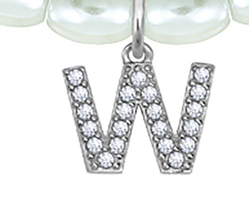Diamonique Initial Glass Pearl Choker Necklace,Sterling — View 46