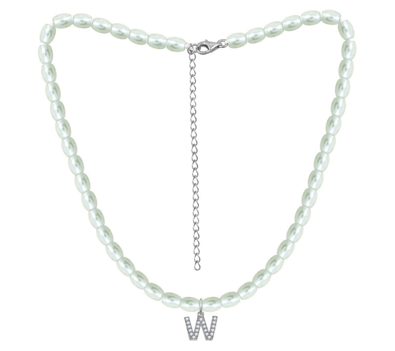 Diamonique Initial Glass Pearl Choker Necklace,Sterling — View 47