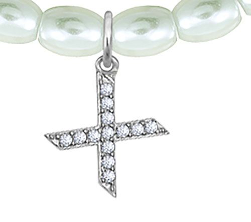 Diamonique Initial Glass Pearl Choker Necklace,Sterling — View 48