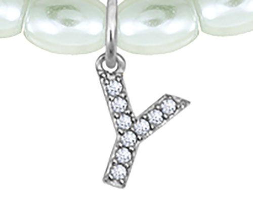 Diamonique Initial Glass Pearl Choker Necklace,Sterling — View 50