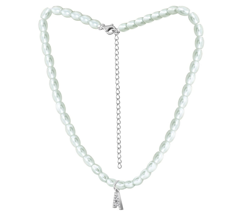 Diamonique Initial Glass Pearl Choker Necklace,Sterling — View 54