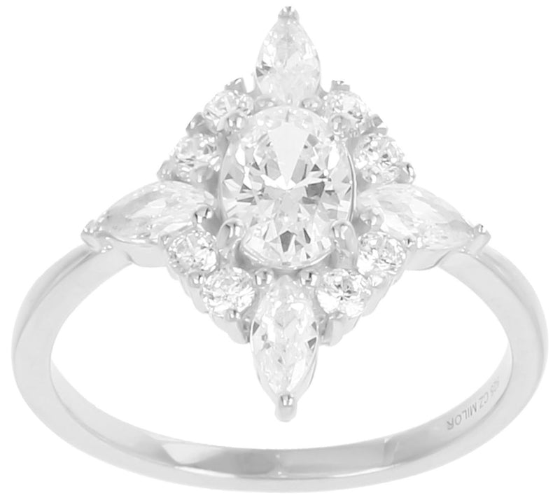 Diamonique 1.45 cttw Cluster Ring, Sterling Silver — View 3