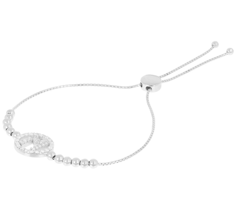 Diamonique Initial Adjustable Bracelet, Sterling Silver — View 54
