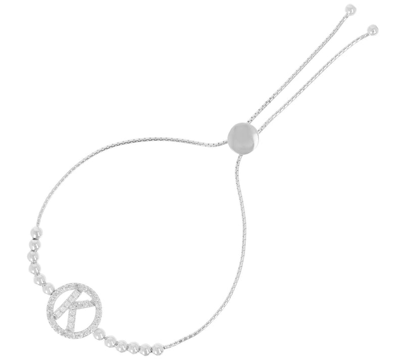 Diamonique Initial Adjustable Bracelet, Sterling Silver — View 23