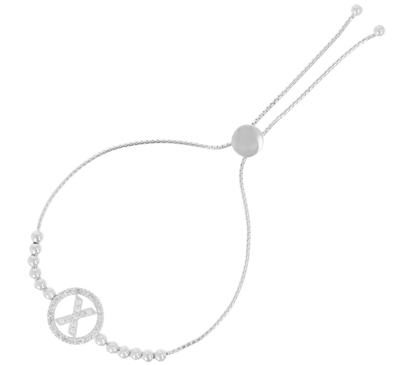 Diamonique Initial Adjustable Bracelet, Sterling Silver — View 49