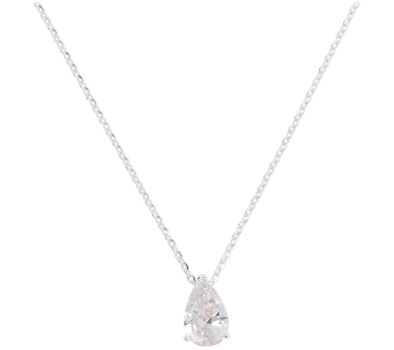 Diamonique 1.50 cttw Pear Cut Pendant w/ Chain, Sterling — Main view