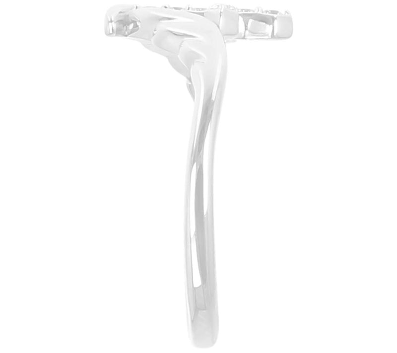 Diamonique Polished Cross & Wings Band Ring, Sterling Silver — View 6
