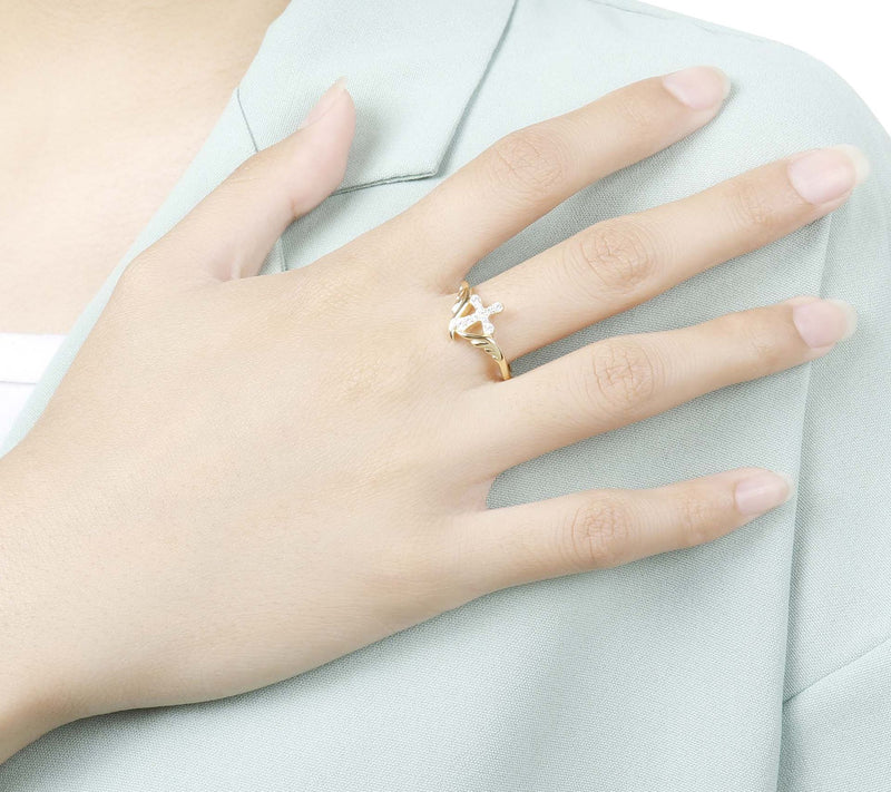 Diamonique Polished Cross & Wings Band Ring, Sterling Silver — View 8
