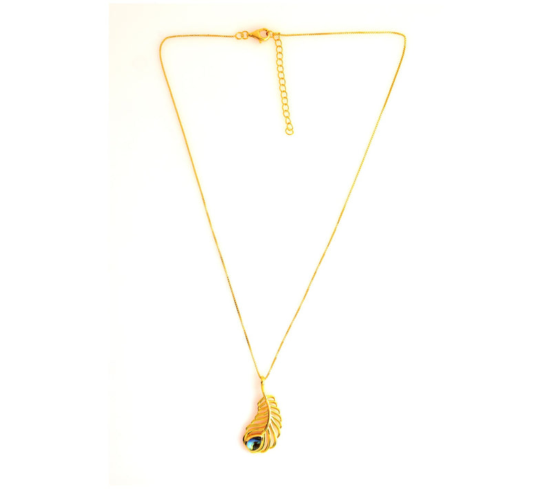 Affinity Gems Feather Pendant w/ Chain, 14K Gold Plated — Main view