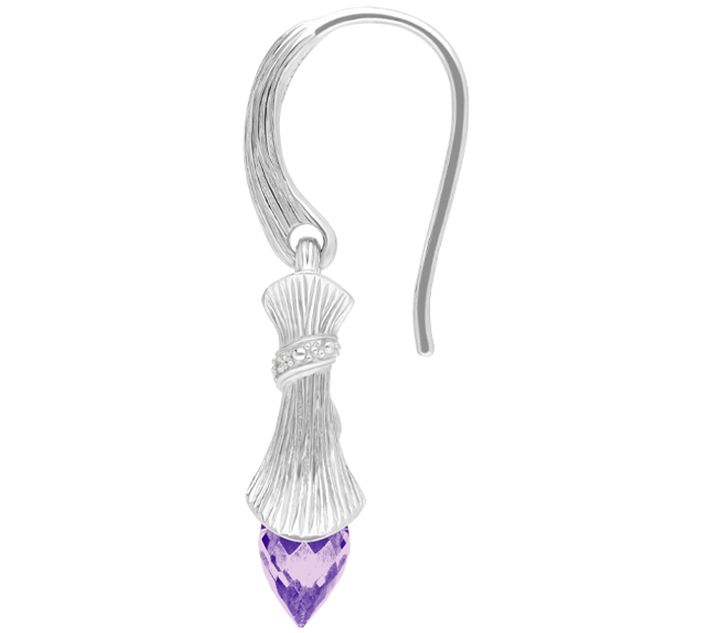 Ariva Sterling Silver Amethyst & Diamonique Dew Drop Earrings — View 4