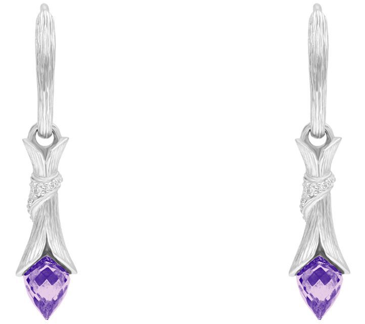 Ariva Sterling Silver Amethyst & Diamonique Dew Drop Earrings — View 3