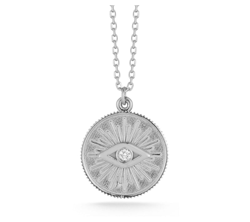 Luminosa Gold Diamond Evil-Eye Medallion Pendant w/ Chain, 14K — View 5