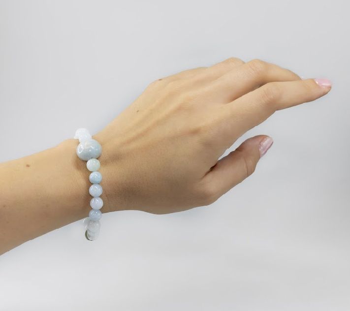 Alkeme STACK-EM Aquamarine Beaded Stretch Bracelet — View 4