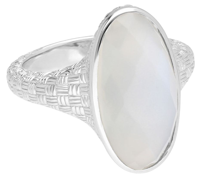Ariva Silver Faceted Moonstone Oval Ring — Main view