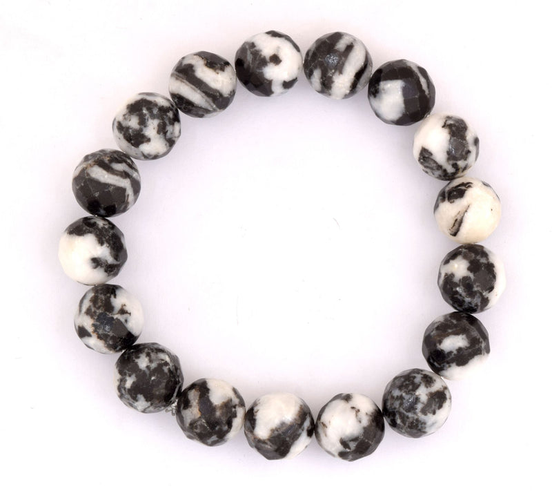 Jasper Zebra Faceted Beaded Stretch Bracelet — View 3