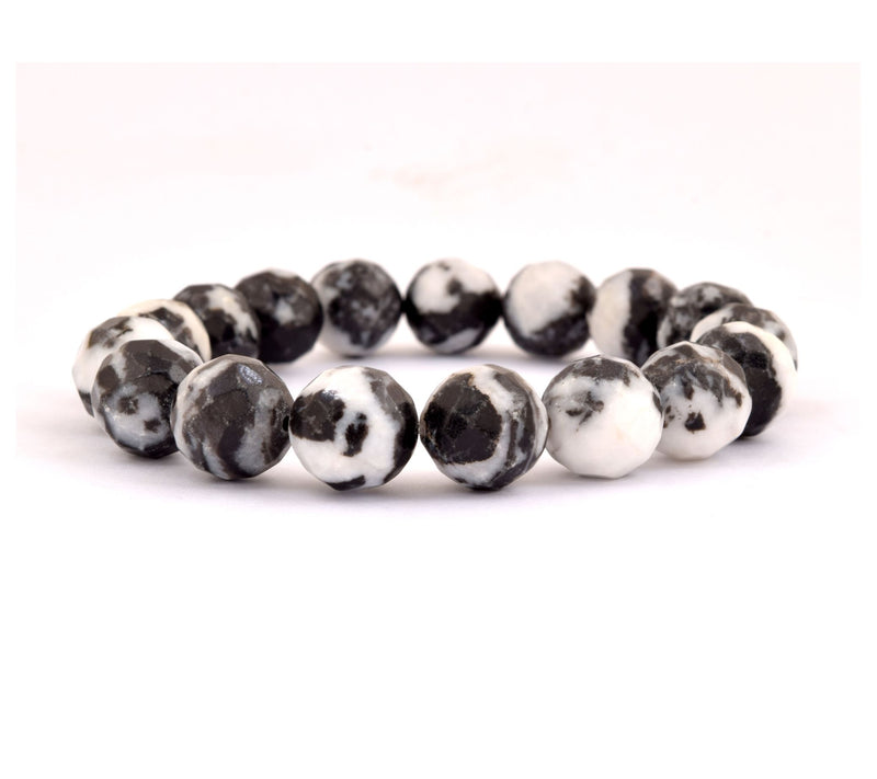 Jasper Zebra Faceted Beaded Stretch Bracelet — View 5