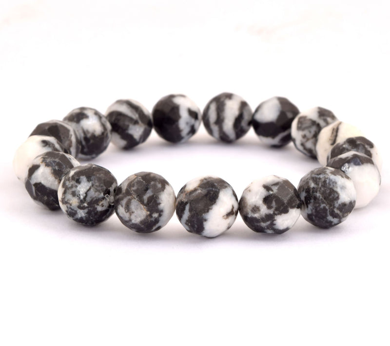 Jasper Zebra Faceted Beaded Stretch Bracelet — View 4
